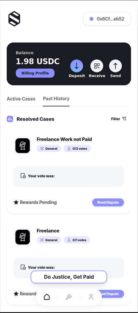 Justly Main Dashboard